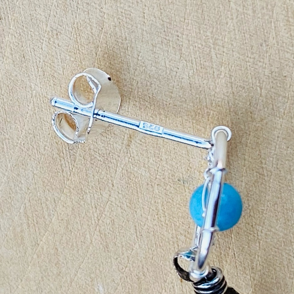 Dream Catcher Solid Sterling Silver Stud earrings bohemian style - Picture 4 of 8